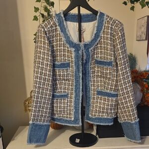 Nanette Lepore Blue and Brown Tweed Blazer